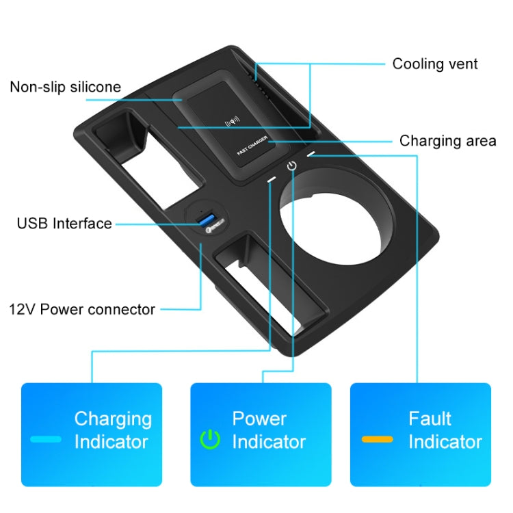 HFC-1054 Car Qi Standard Wireless Charger 15W / 10W Quick Charging for Audi Q3 2019-2022, Left Driving, HFC-1054 HFC-1054 Car Qi Standard Wireless Charger 15W / 10W Quick Charging for Audi Q3 2019-2022, Left Driving, HFC-1054